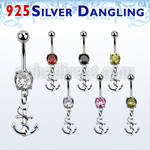 mcdvd18 steel belly banana w round cz silver anchor w rope