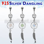 mcdvd1 316l 2 jewel banana with silver dreamcatcher w ir feather