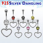 mcdvd24 steel belly banana w round cz silver heart shaped