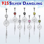 mcdvd25 steel belly banana cz silver dream catcher dangling