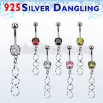 mcdvd31 steel belly banana w round cz stone silver coil shaped
