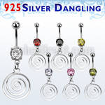 mcdvd32 steel belly banana w round cz stone silver swirl