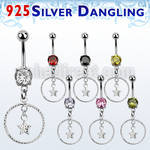 mcdvd33 steel belly banana w round cz silver star in a circle