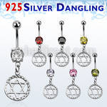 mcdvd6 belly banana w dangling silver david star symbol