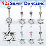 mcdvd7 belly banana w dangling silver david star w cross