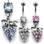 mcdz104 316l steel belly banana with prong cz stone cz grape