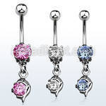 mcdz10 316l steel belly banana with prong cz small cz dolphin