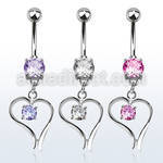 mcdz12 316l steel belly banana w prong cz heart w round cz
