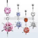 mcdz232 316l steel belly banana w round prong cz big cz stone
