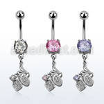 mcdz302 316l steel belly banana w a dangling lily flower design