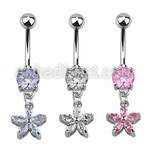 mcdz319 belly banana w prong set cz stone a dangling cz flower