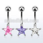 mcdz327 316l steel belly banana with star prong set cz stone