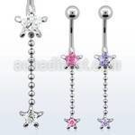 mcdz335 316l steel banana with star prong cz chained cz star