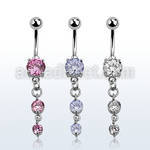 mcdz351 belly banana w 2 dangling prong set round cz stones
