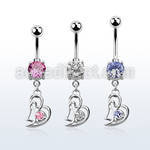 mcdz373 316l banana with bezel 2 ball 2 hearts w round cz