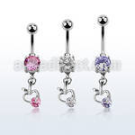 mcdz374 316l banana with bezel 2 jewel ball apple w cz stone