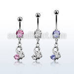 mcdz375 316l banana with 2 jewel ball little swan w round cz