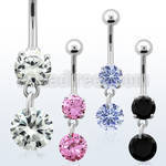 mcdz407 316l steel belly banana with round prong cz round cz