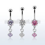 mcdz411 steel belly banana w and a dangling small flower w cz