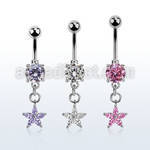 mcdz413 steel belly banana w and a dangling flower w prongset cz
