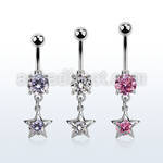 mcdz414 steel belly banana w dangling star w round cz