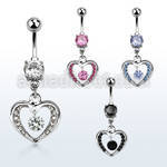 mcdz571 steel belly banana w a round small cz stone in a heart
