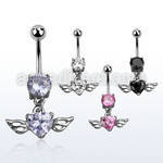 mcdz586 belly banana w a dangling heart shaped cz stone w wings