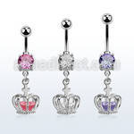mcdz590 steel belly banana w cz dangling crown w cz