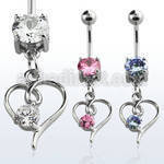 mcdz59 316l steel belly banana w prong cz heart w round cz
