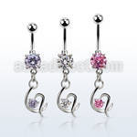 mcdz731 steel belly banana dangling fancy heart w a single cz 