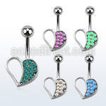 mcop494 steel belly banana w synthetic opal studded heart