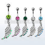 mcop568 steel belly banana w bird wing design w synthetic opals