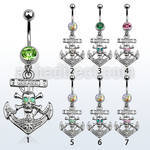 mcop691 316l steel belly banana dangling skull w synthetic opal