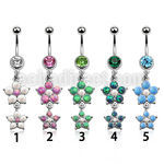 mcopfl17 steel belly banana dangling double crystal flower