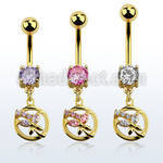 mdgz520 gold anodized belly banana w a dangling butterfly
