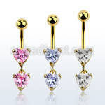 mdgz528 gold anodized belly banana w a heart shaped cz stone