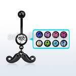 mdk518 black steel belly banana w dangling up turned mustache