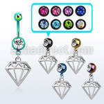 mdk575 pvd 316l steel belly banana w diamond shaped dangling