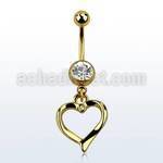 mdk666 pvd 316l steel belly banana w dangling heart w crystal