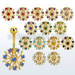 mdk700 anodized 316l steel belly banana w big crystal flower