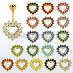 mdk708 anodized 316l steel belly banana w a big crystal heart