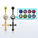 mdk756 black steel belly banana w a dangling cross
