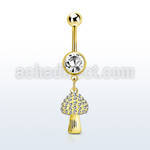 mdk764 gold steel belly banana w dangling crystal mushroom 