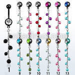 mdkdpr7 pvd 316l steel belly banana w dangling multi pearl chain