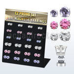 mg112 board w 24 prs. of magnetic ear studs w round color cz