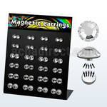 mg83 board of 5 7mm round clear crystal magnetic earrings