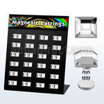 mg87 board of 6mm square clear crystal magnetic earrings