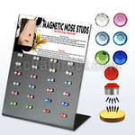 mg90 board of magnetic crystal nose studs w magnet backing
