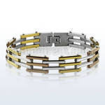mgcob3 steel bracelet w high polished dou tri bars in colors