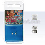 mgcz3 pair of silver magnetic earring studs with 3mm clear cz
